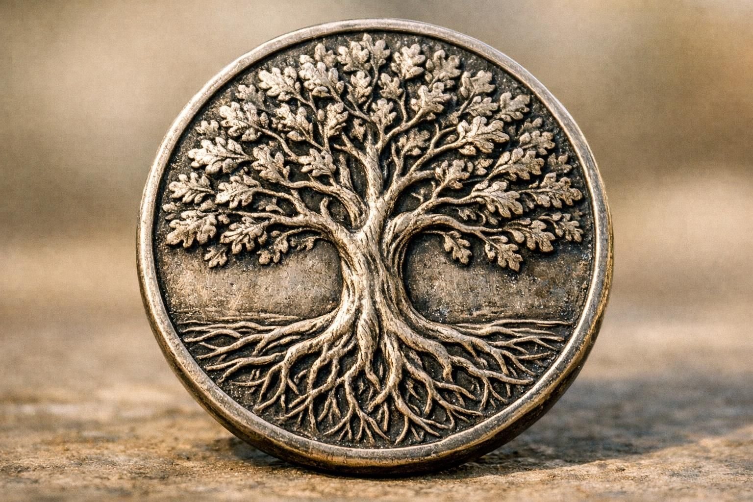 Quel arbre représente l'arbre de vie sur une médaille ?